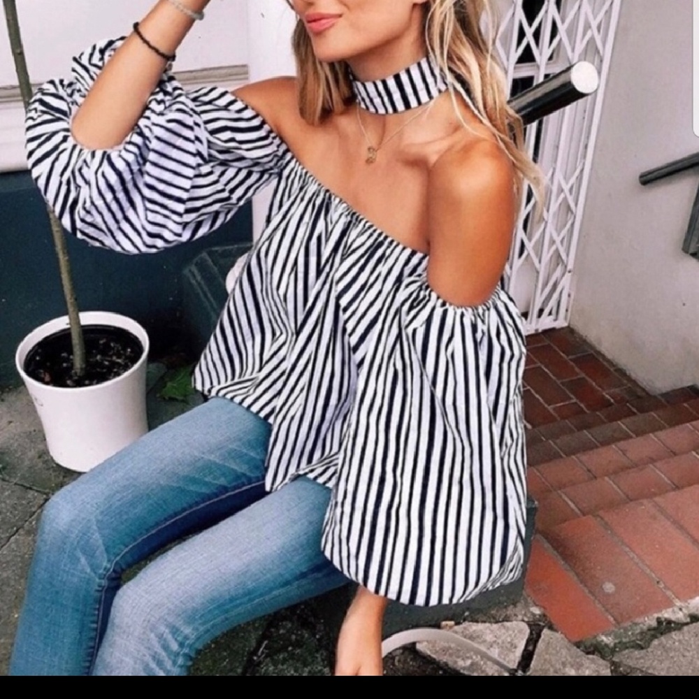 Cropped off the shoulder top
